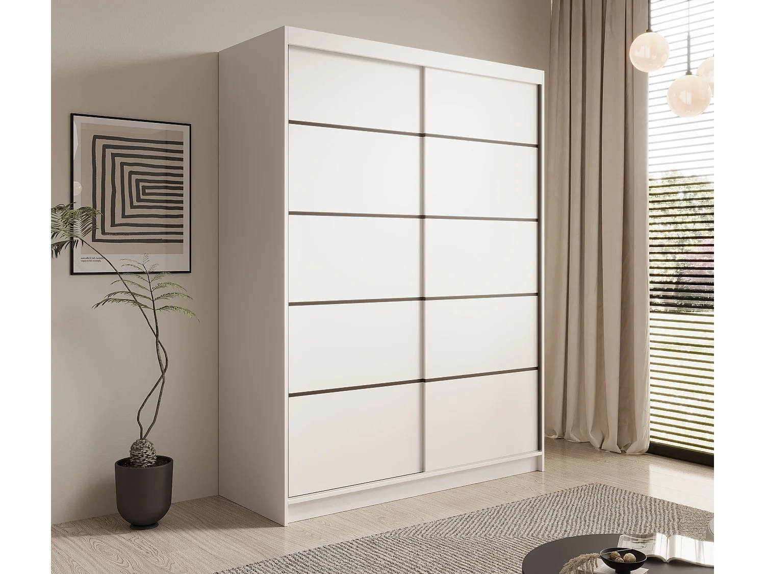 Armoire Mona/Portes coulissantes/Blanc