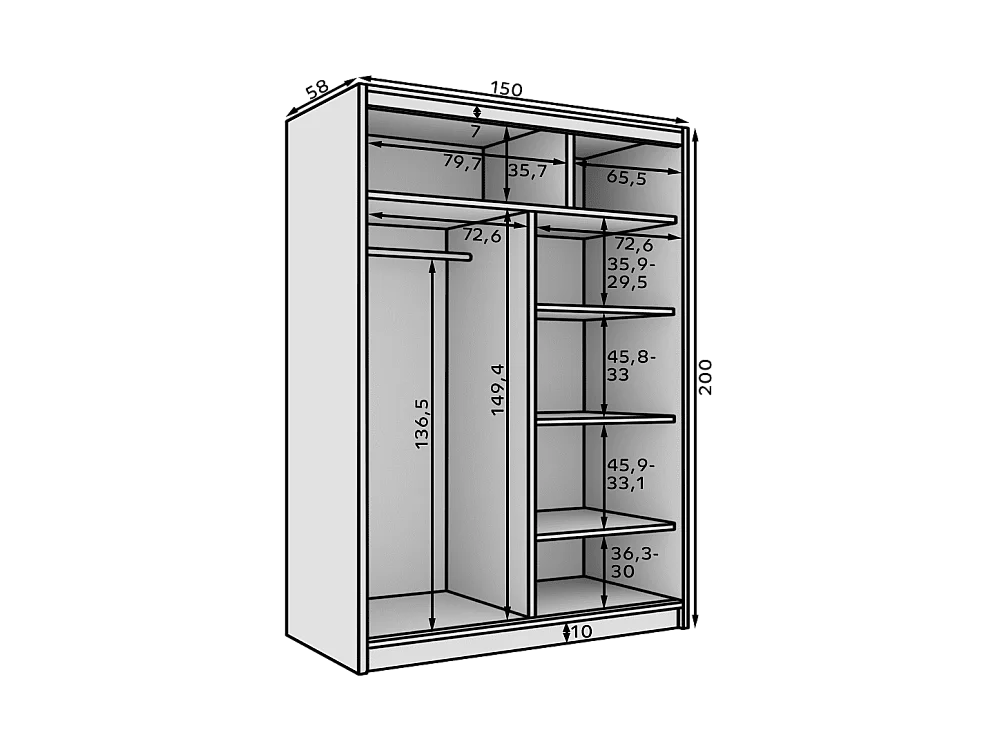 Armadio Mona/Ante scorrevoli/Bianco