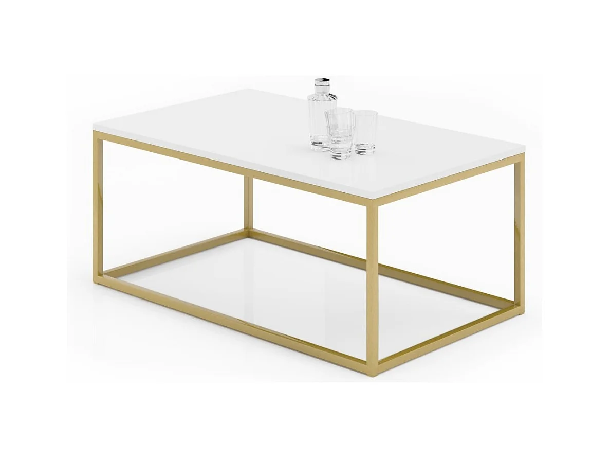 Couchtisch Marisa Premium/Metall&Holz/Gold&Weiss