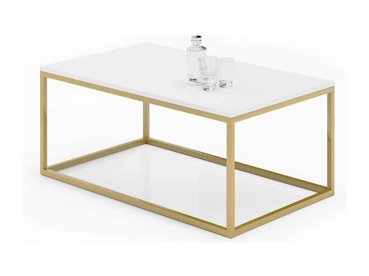 Tavolino Marisa Premium/Metallo&Legno/Oro&Bianco