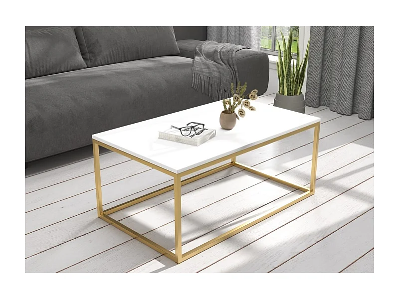 Tavolino Marisa Premium/Metallo&Legno/Oro&Bianco