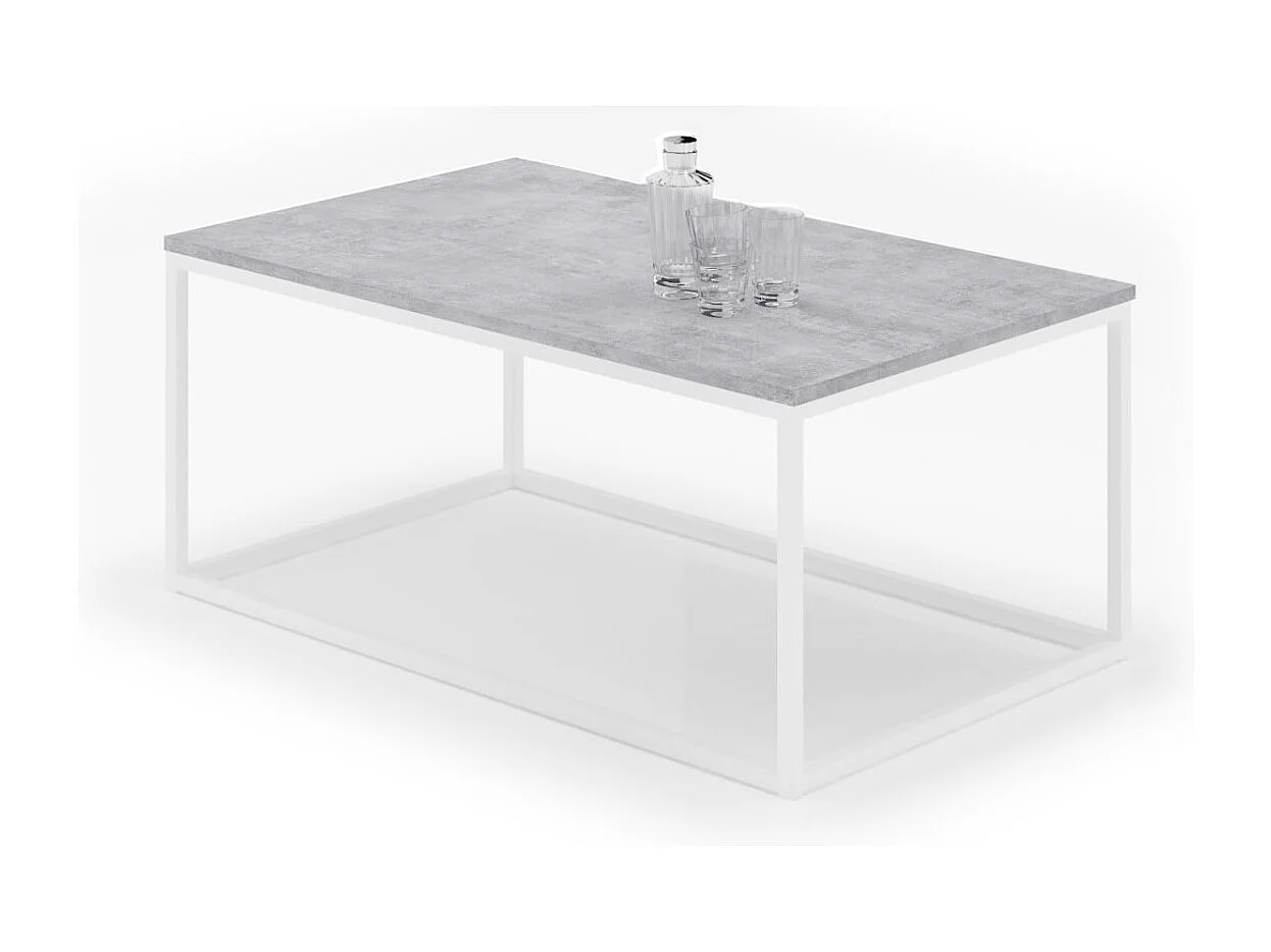 Table basse Marisa Lux/Métal&Bois/Blanc&Gris