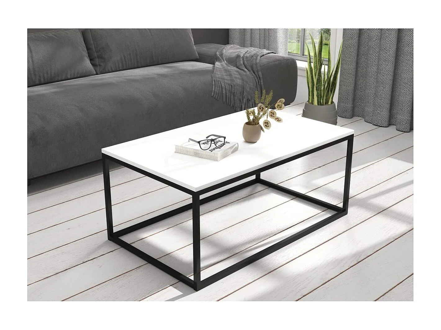 Tavolino Marisa/Metallo&Legno/Nero&Bianco