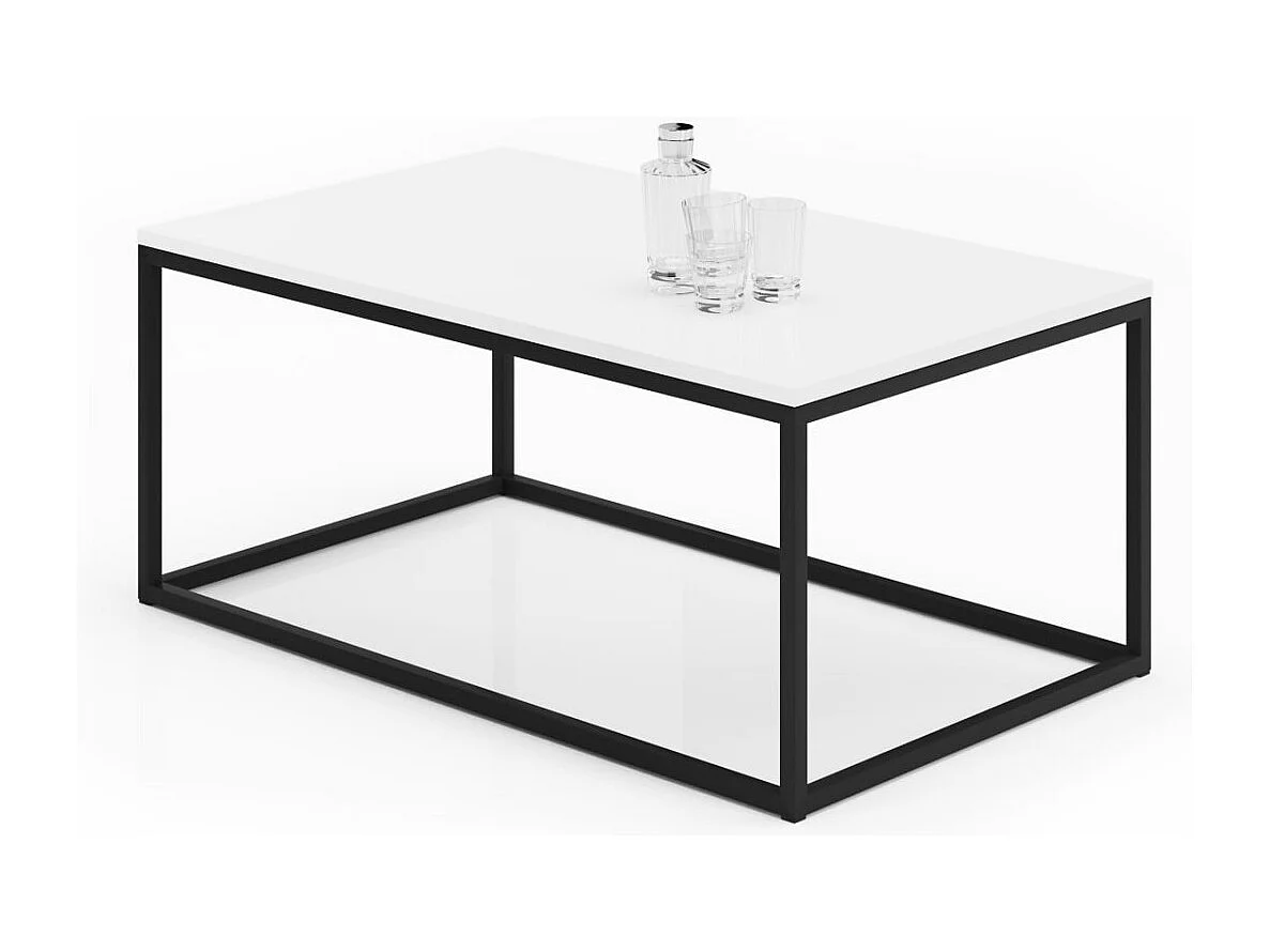 Tavolino Marisa/Metallo&Legno/Nero&Bianco