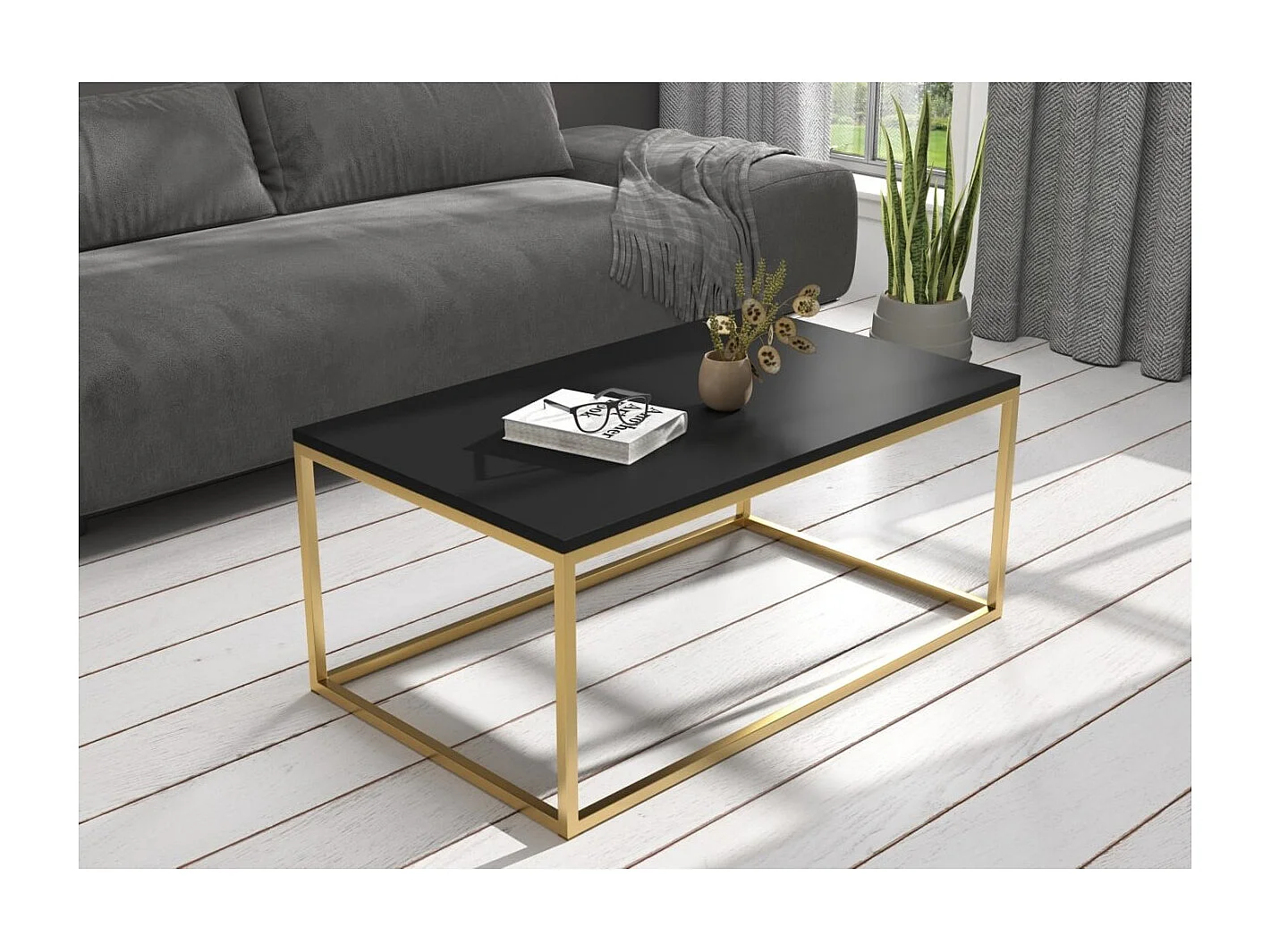 Couchtisch Marisa Premium/Metall&Holz/Gold&Schwarz