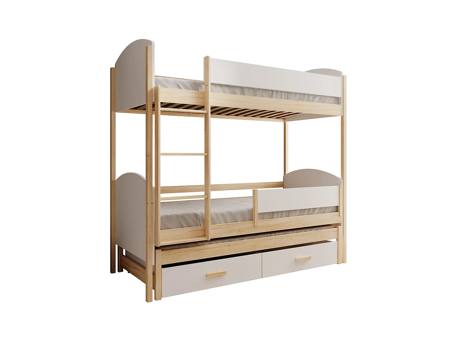 Bett Corra/3xSchlafflächen/Matratze&Lattenrost/Weiss&Braun