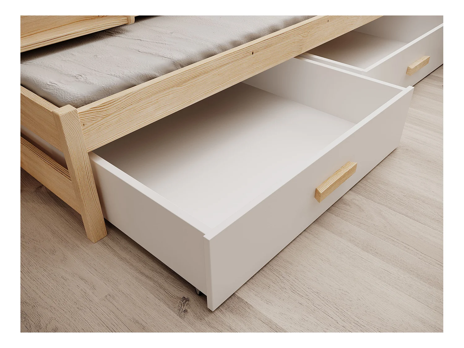 Bett Corra/3xSchlafflächen/Matratze&Lattenrost/Weiss&Braun