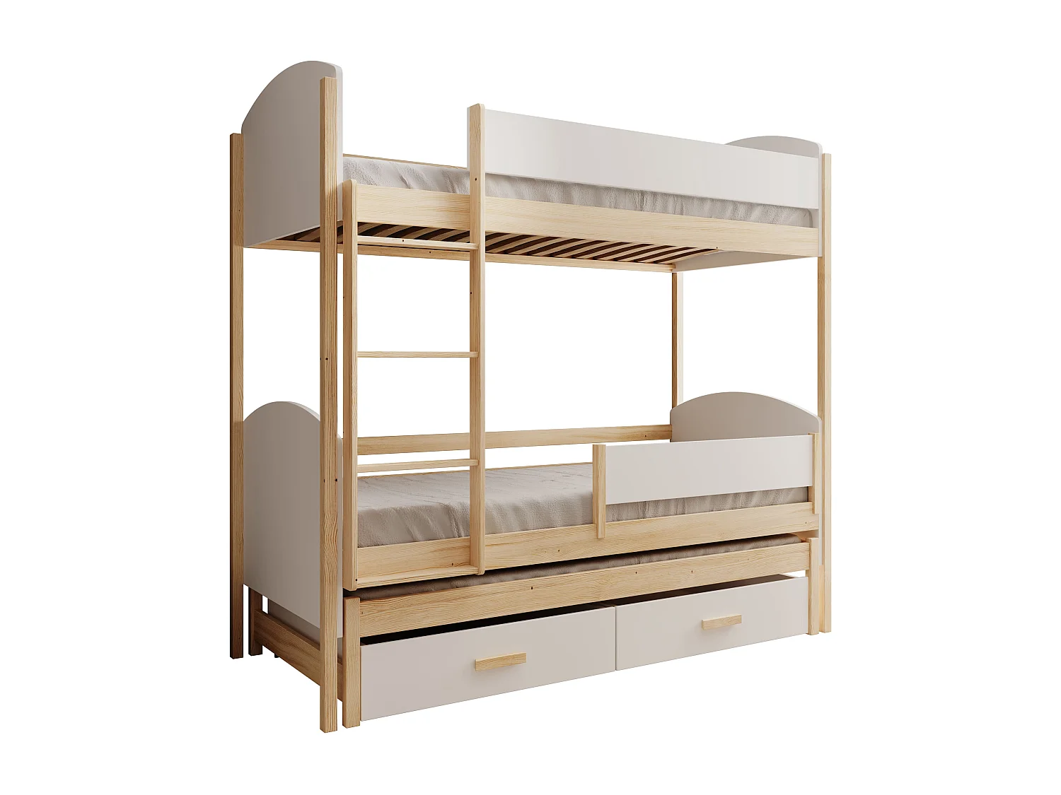 Bett Corra/3xSchlafflächen/Matratze&Lattenrost/Weiss&Braun