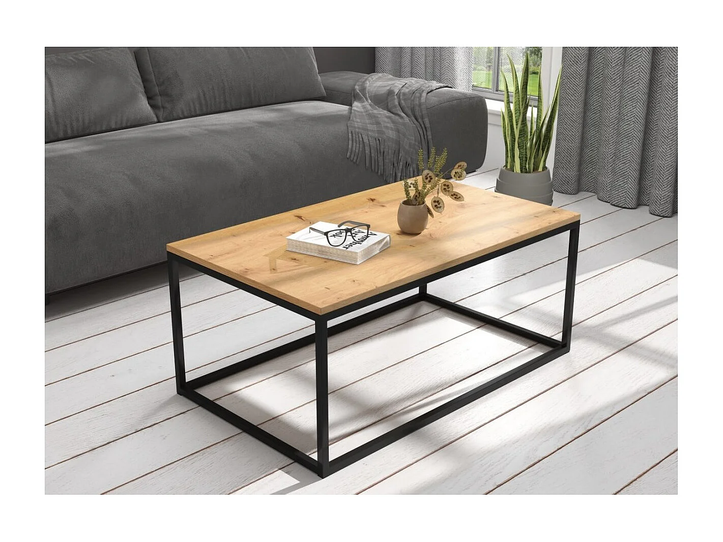 Tavolino Marisa/Metallo&Legno/Nero&Marrone