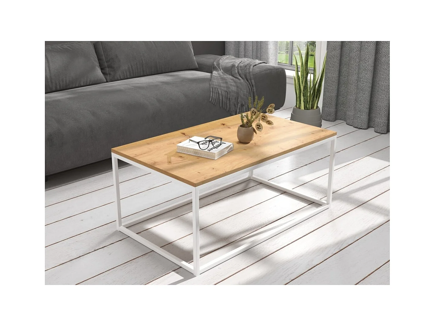 Couchtisch Marisa Lux/Metall&Holz/Weiss&Braun