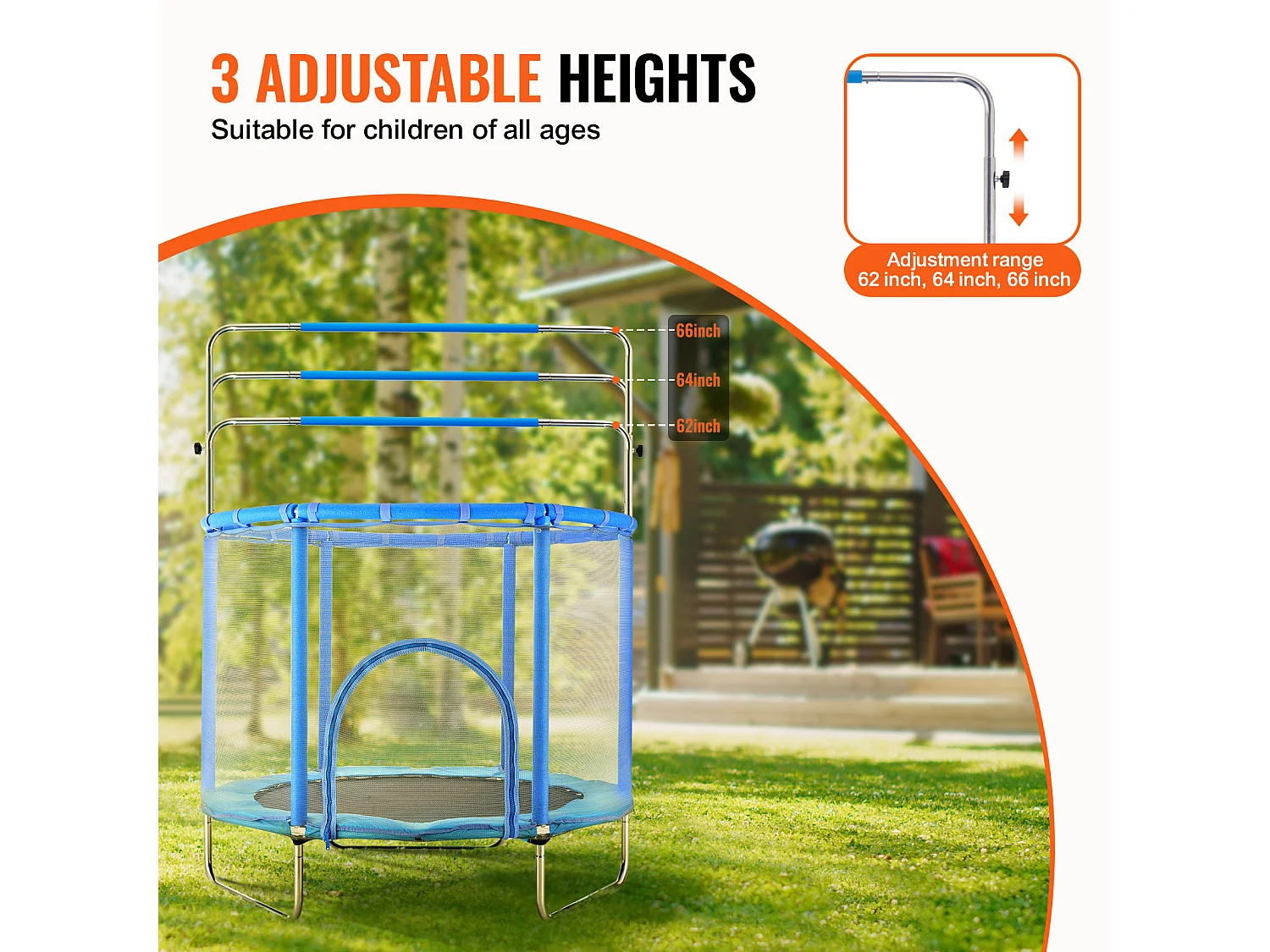 Trampolín SucceBuy, Trampolín Mini de 140 cm para Niños, para Bebés con Red para Uso Interior y Exterior