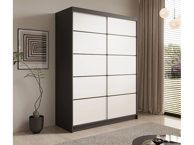 Armoire Mona/Portes coulissantes/Blanc&Noir