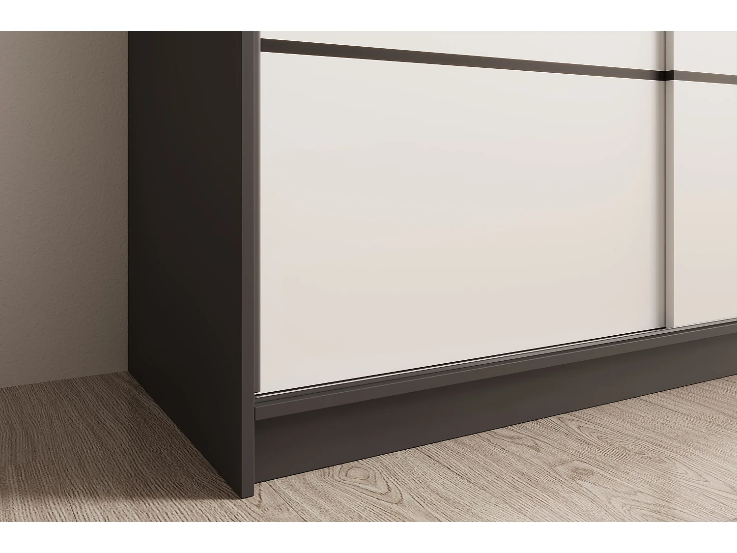 Kleiderchrank Mona/Schiebentüren/Weiss&Schwarz