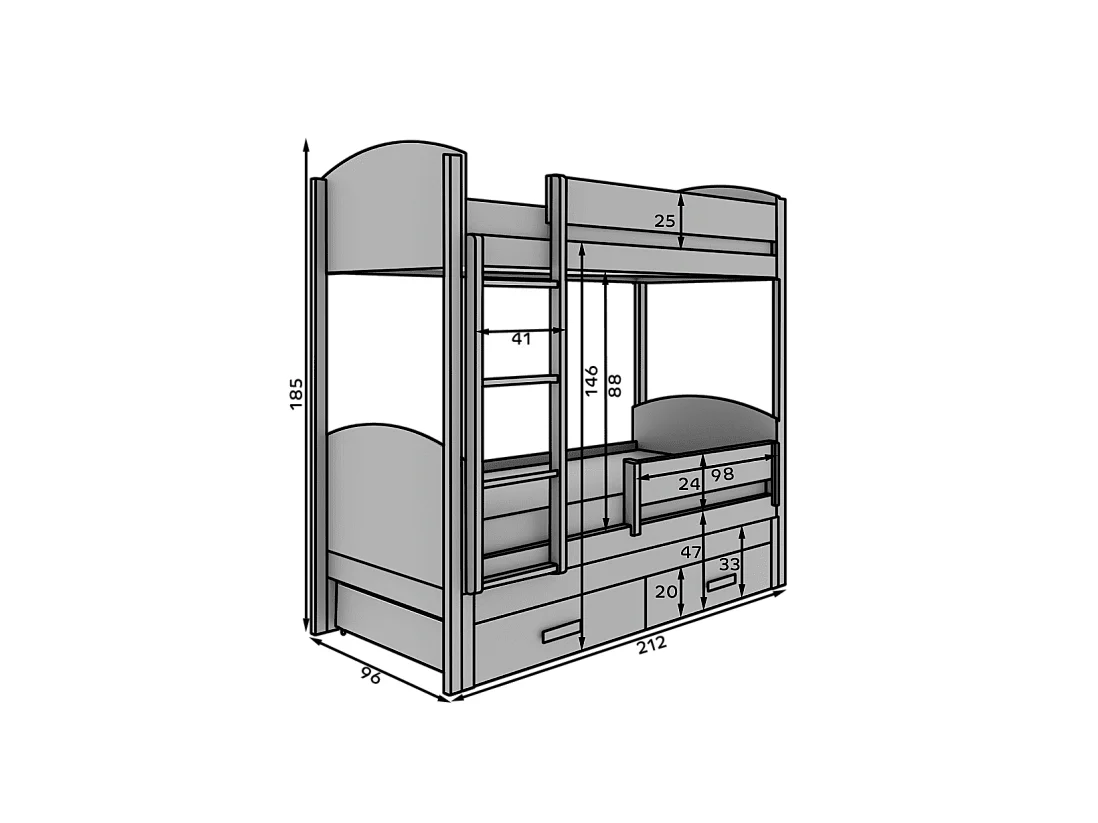 Bett Corra/3xSchlafflächen/Matratze&Lattenrost/Weiss