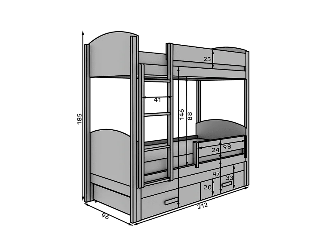 Bett Corra/3xSchlafflächen/Matratze&Lattenrost/Weiss