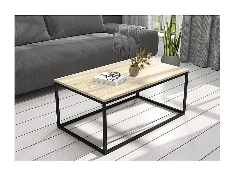 Couchtisch Marisa/Metall&Holz/Schwarz&Sonoma