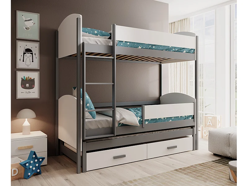 Letto Corra/3 posti letto/rete a doghe/bianco&Neor