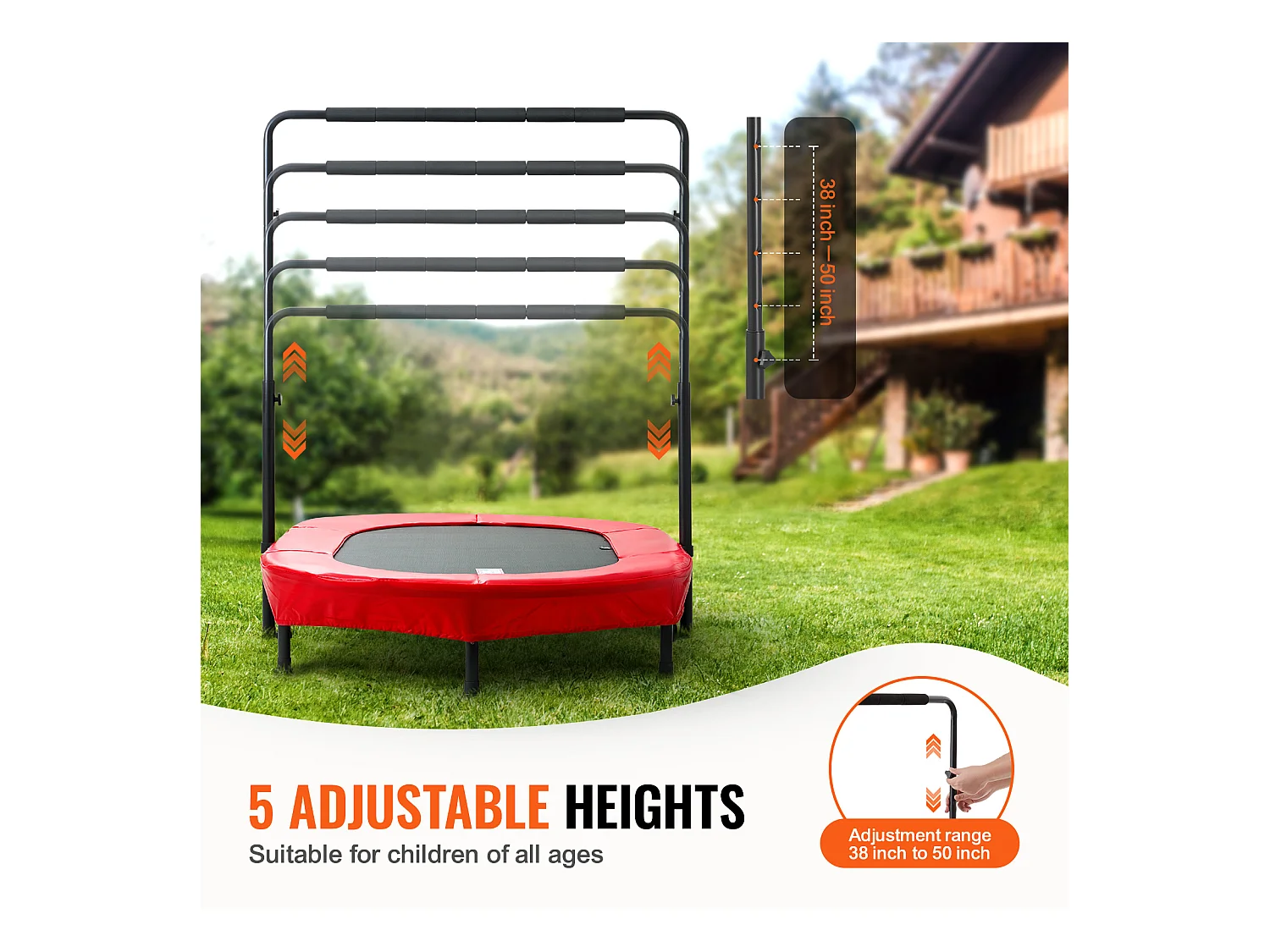 Trampoline SucceBuy, Mini Trampoline142 cm pour Enfants, Pliable, pour Tout-Petits, Intérieure et Extérieure