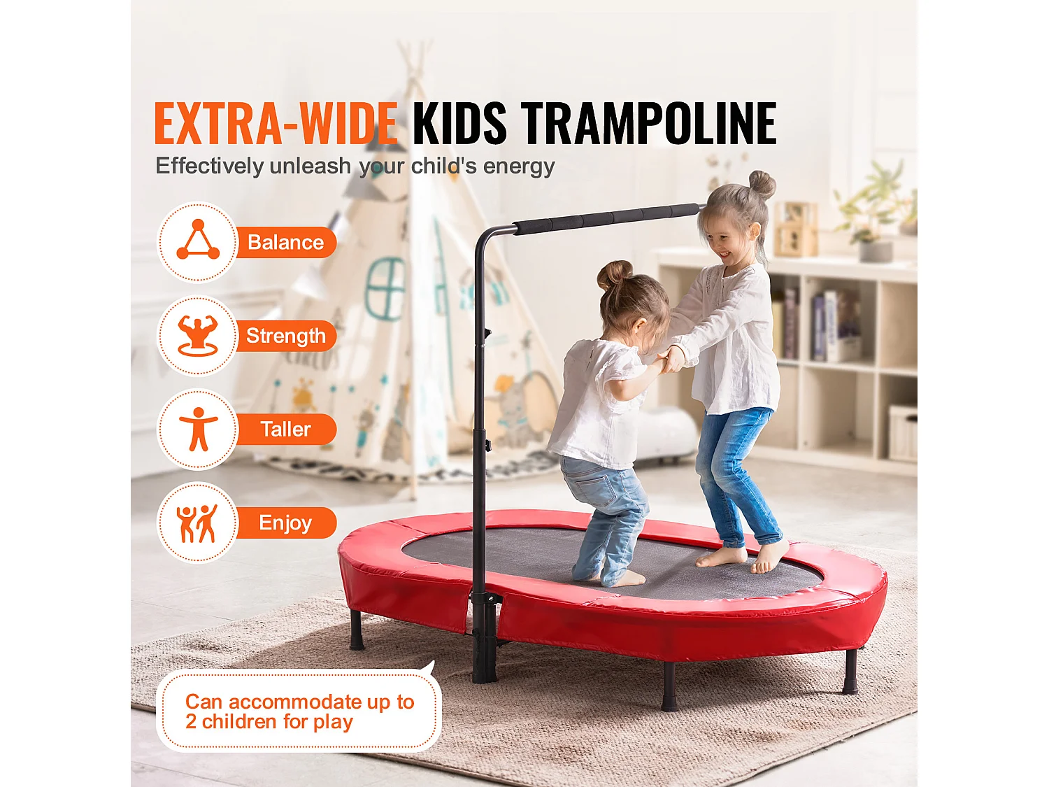 Trampoline SucceBuy, Mini Trampoline142 cm pour Enfants, Pliable, pour Tout-Petits, Intérieure et Extérieure
