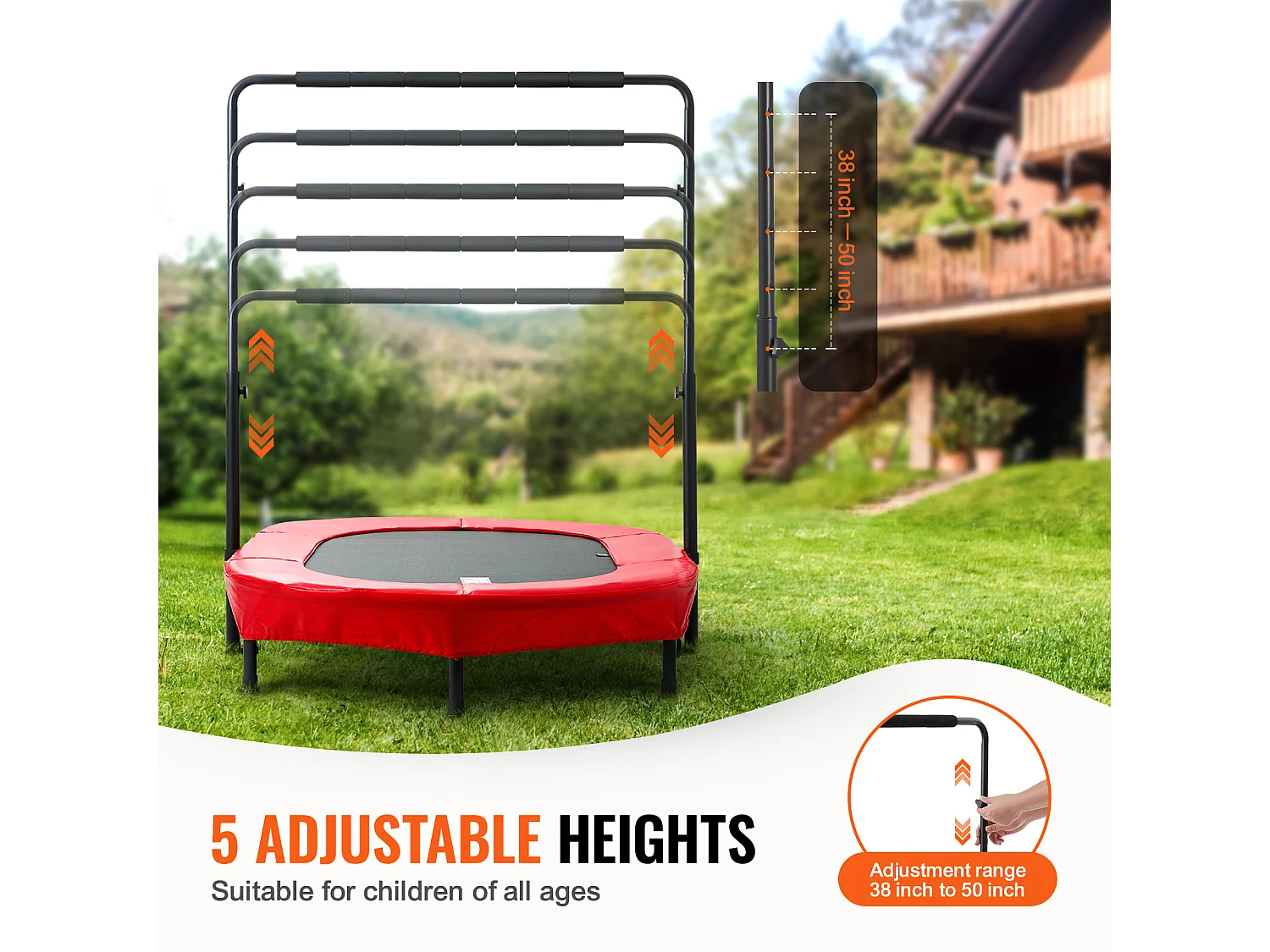 Trampoline SucceBuy, Mini Trampoline142 cm pour Enfants, Pliable, pour Tout-Petits, Intérieure et Extérieure