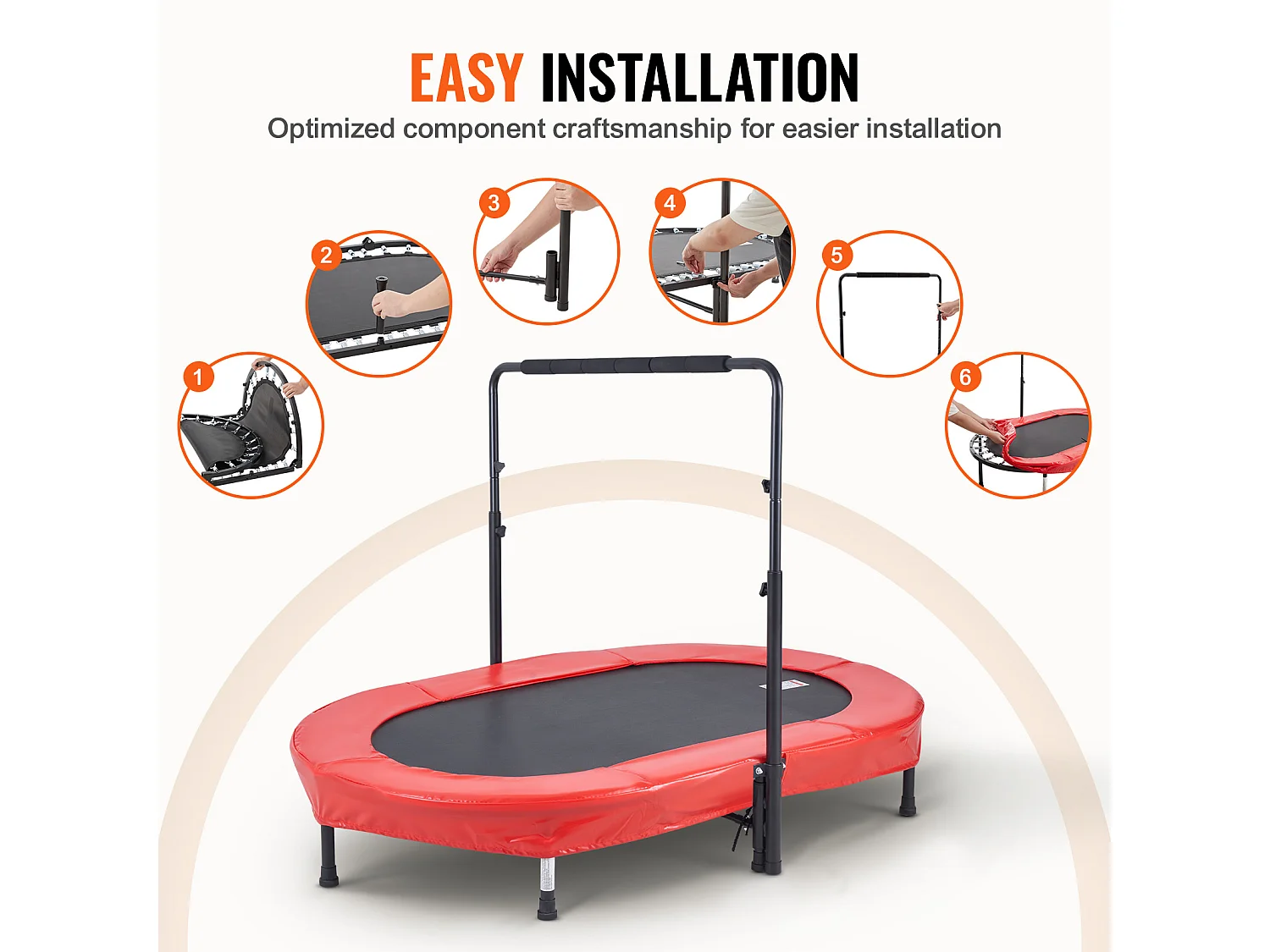 Trampoline SucceBuy, Mini Trampoline142 cm pour Enfants, Pliable, pour Tout-Petits, Intérieure et Extérieure
