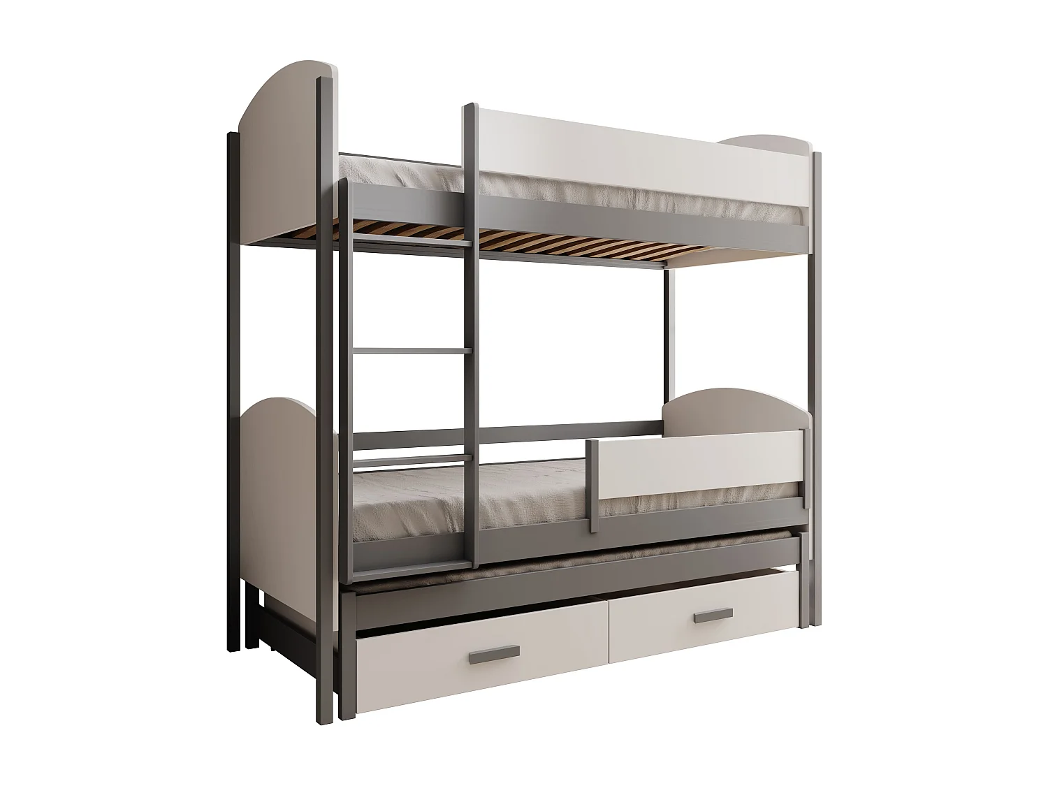 Letto Corra/3 posti letto/rete a doghe/bianco&Nero