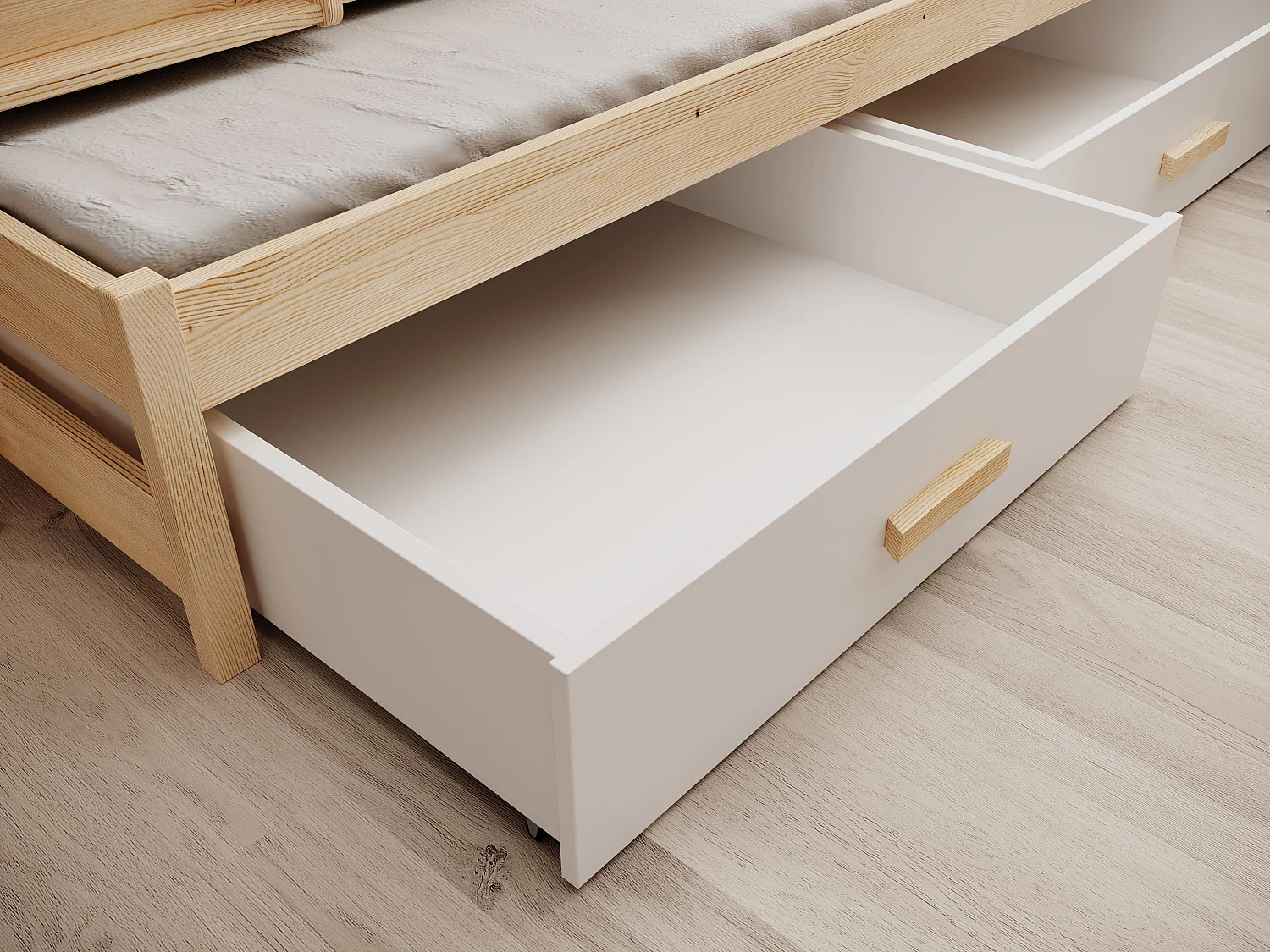 Bett Corra/3xSchlafflächen/Matratze&Lattenrost/Weiss&Braun