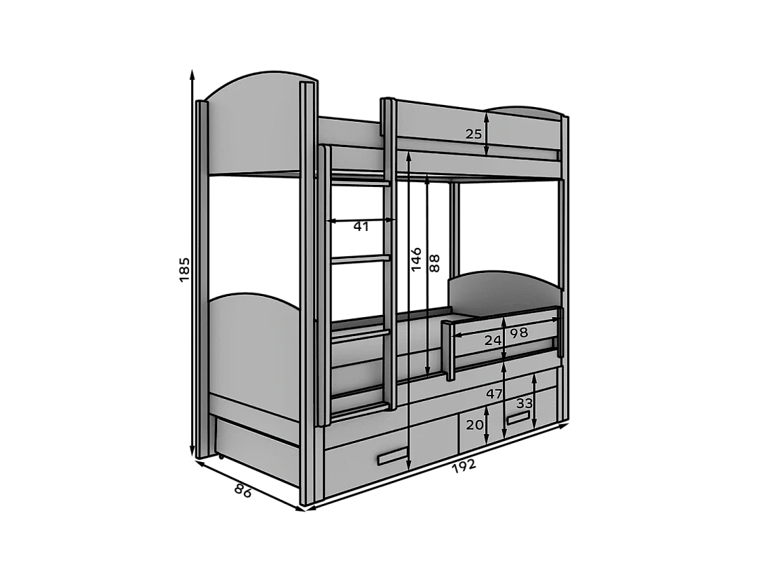Bett Corra/3xSchlafflächen/Matratze&Lattenrost/Weiss&Braun