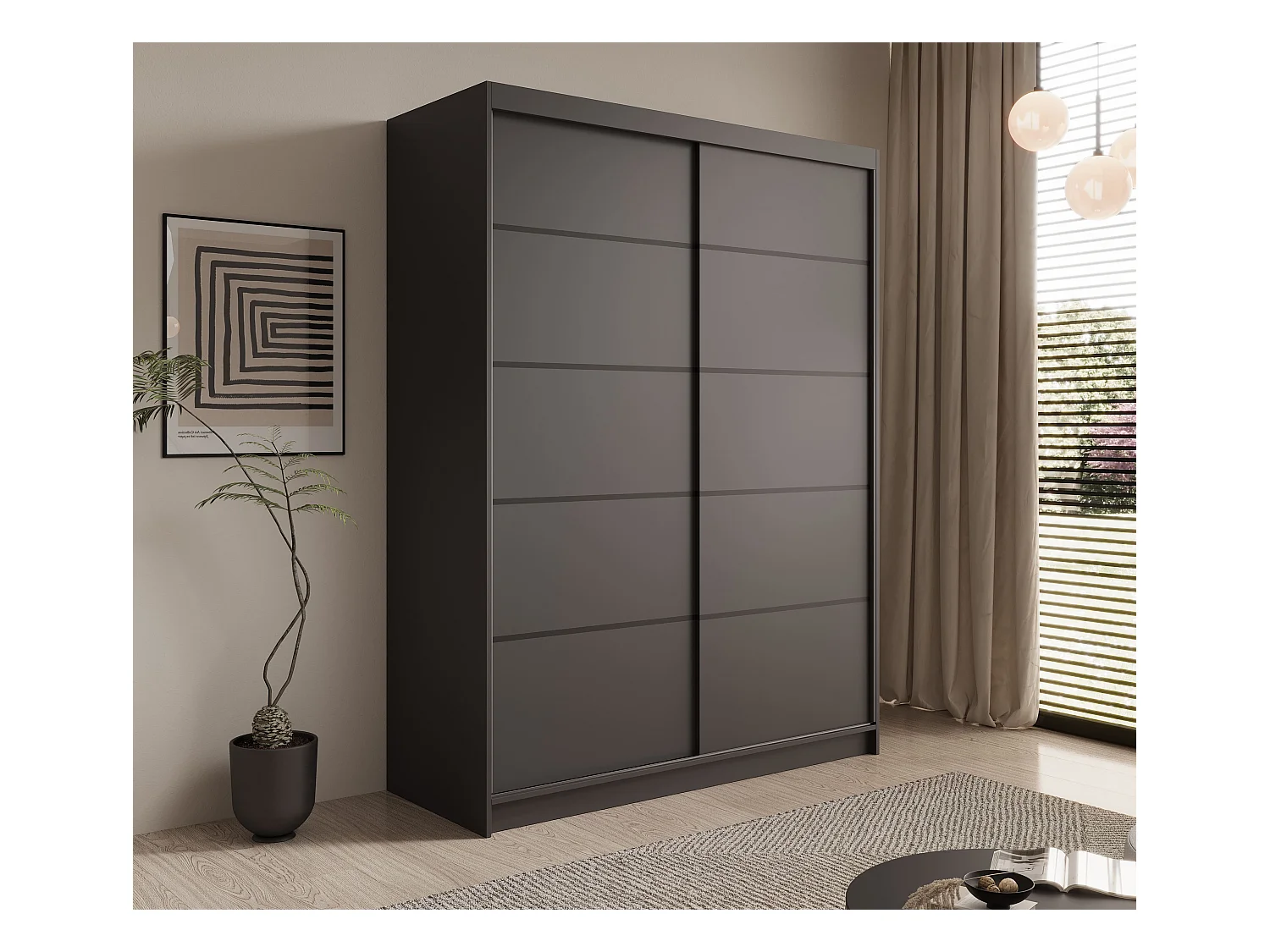 Armoire Mona/Portes coulissantes/Noir