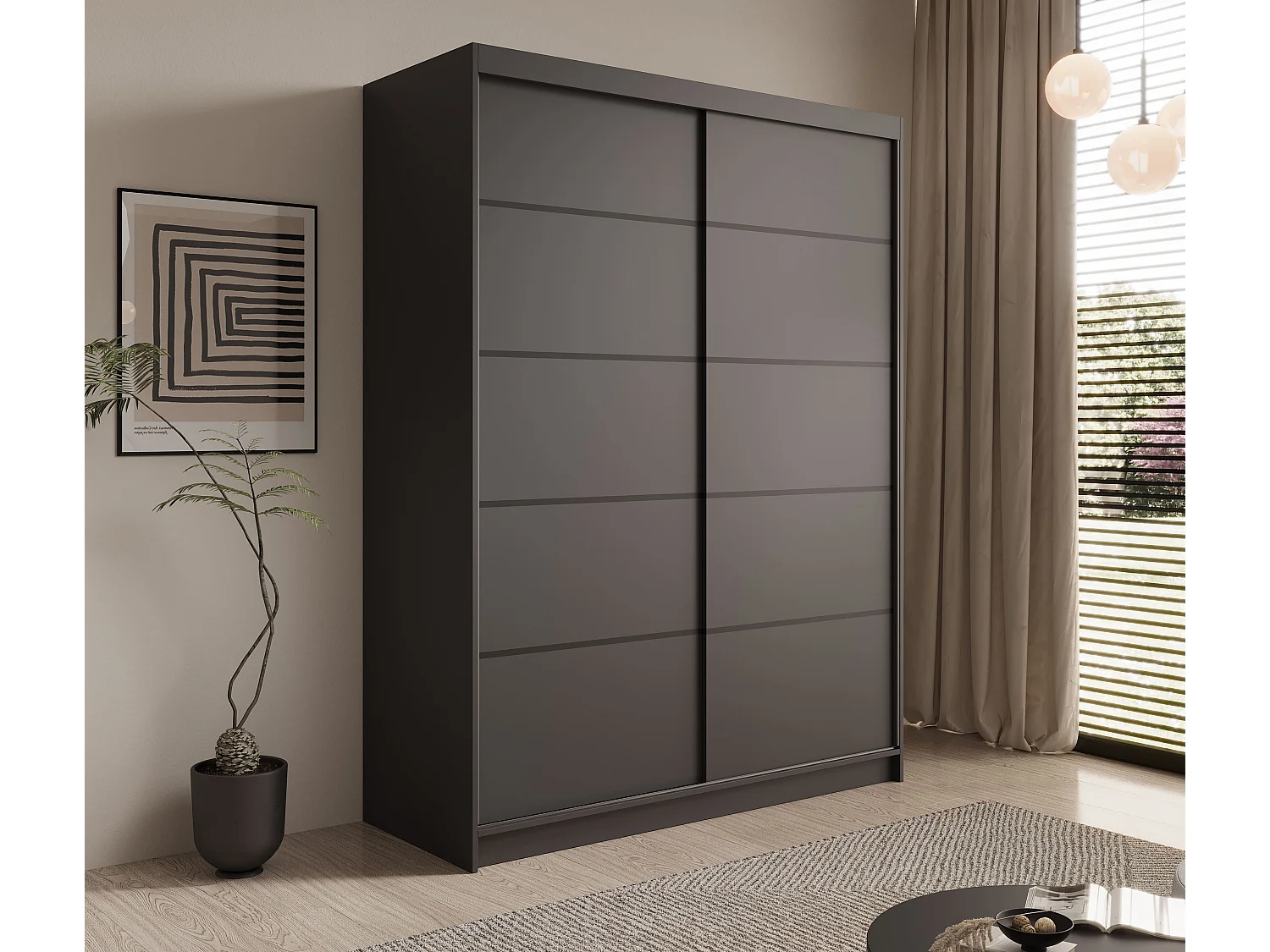 Armoire Mona/Portes coulissantes/Noir