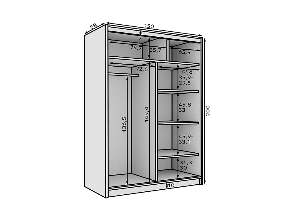Armoire Mona/Portes coulissantes/Noir