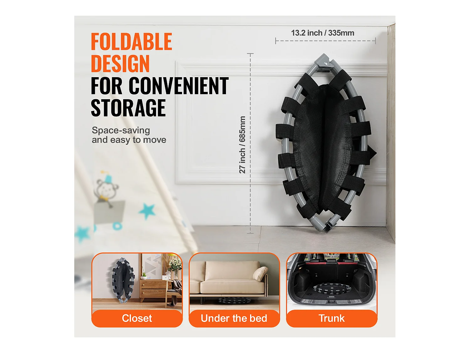 Trampoline SucceBuy, Mini Trampoline 91 cm pour Enfants, Pliable, pour une Utilisation Intérieure et Extérieure, pour Garçons et Filles, Rouge