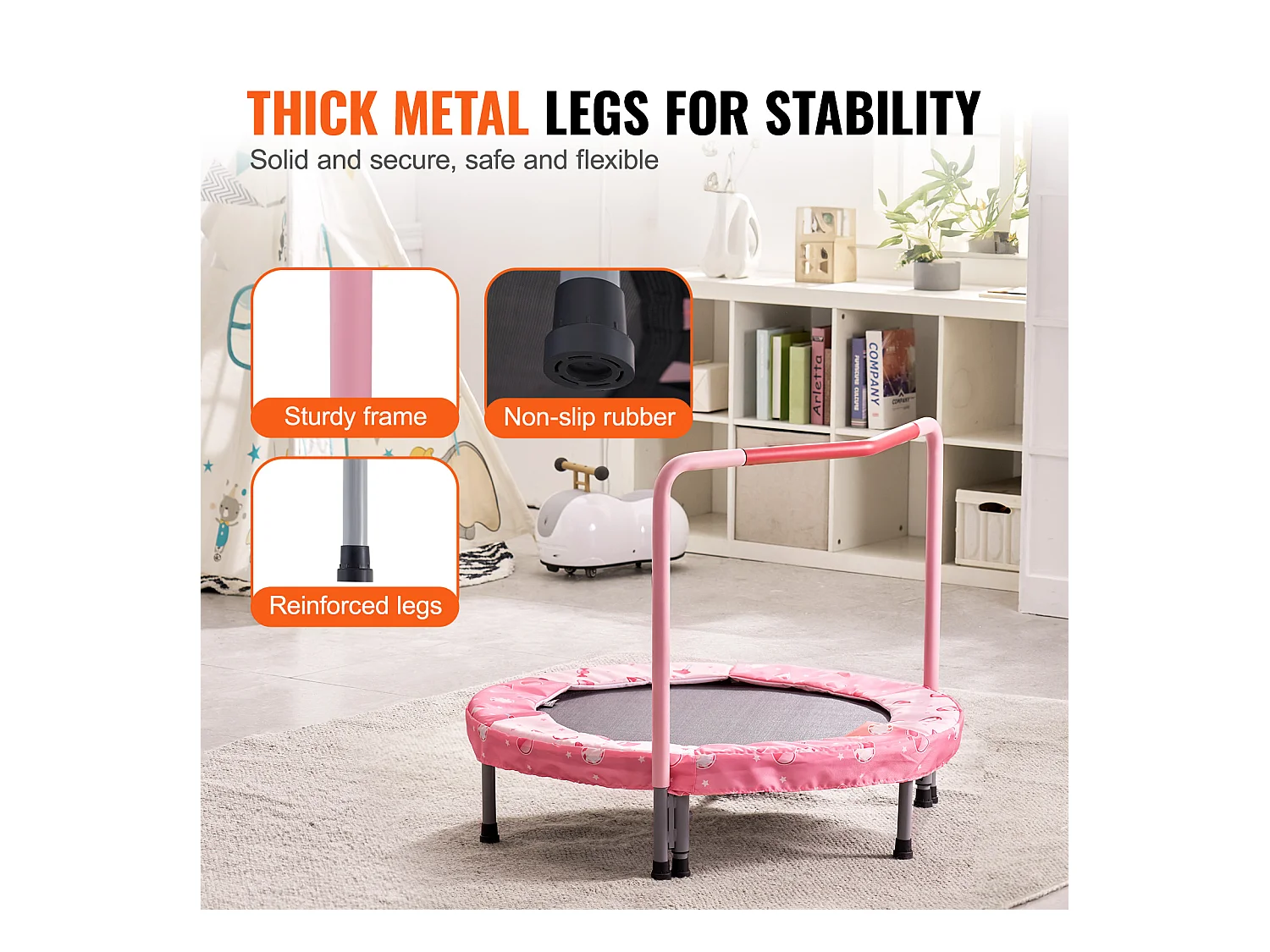 Trampoline SucceBuy, Mini Trampoline 91 cm pour Enfants, Pliable, pour une Utilisation Intérieure et Extérieure, pour Garçons et Filles, Rouge