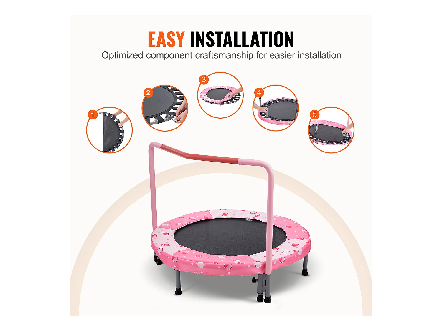 Trampoline SucceBuy, Mini Trampoline 91 cm pour Enfants, Pliable, pour une Utilisation Intérieure et Extérieure, pour Garçons et Filles, Rouge