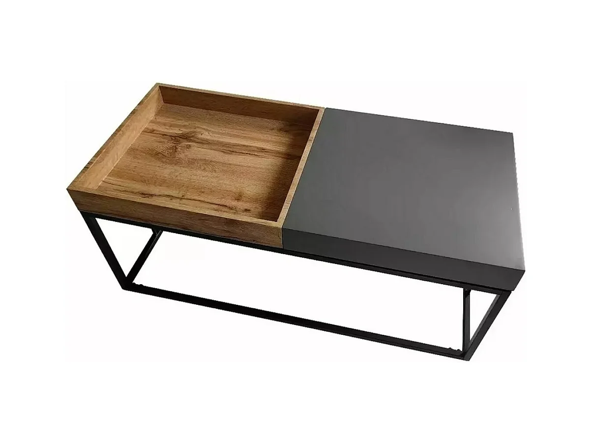 Table basse Lunaria/Métal et MDF/Anthracite et Marron