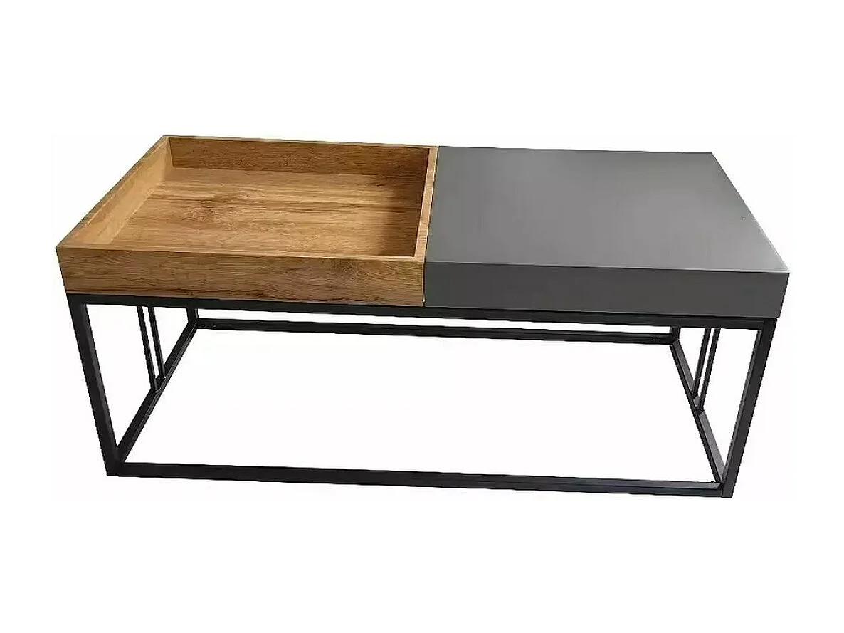 Table basse Lunaria/Métal et MDF/Anthracite et Marron