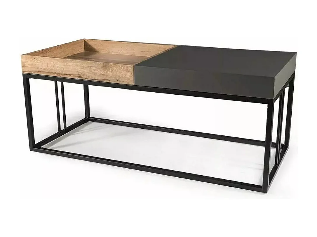 Table basse Lunaria/Métal et MDF/Anthracite et Marron