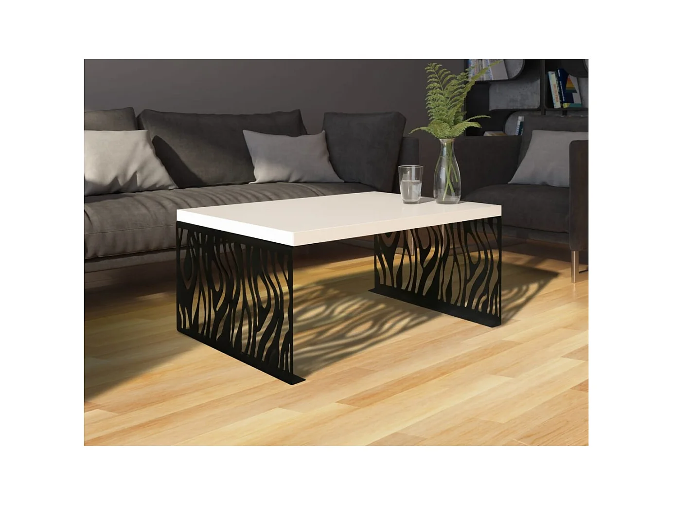 Couchtisch Mavie/Metall&Holz/Schwarz&Weiss