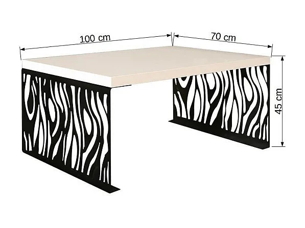 Couchtisch Mavie/Metall&Holz/Schwarz&Weiss