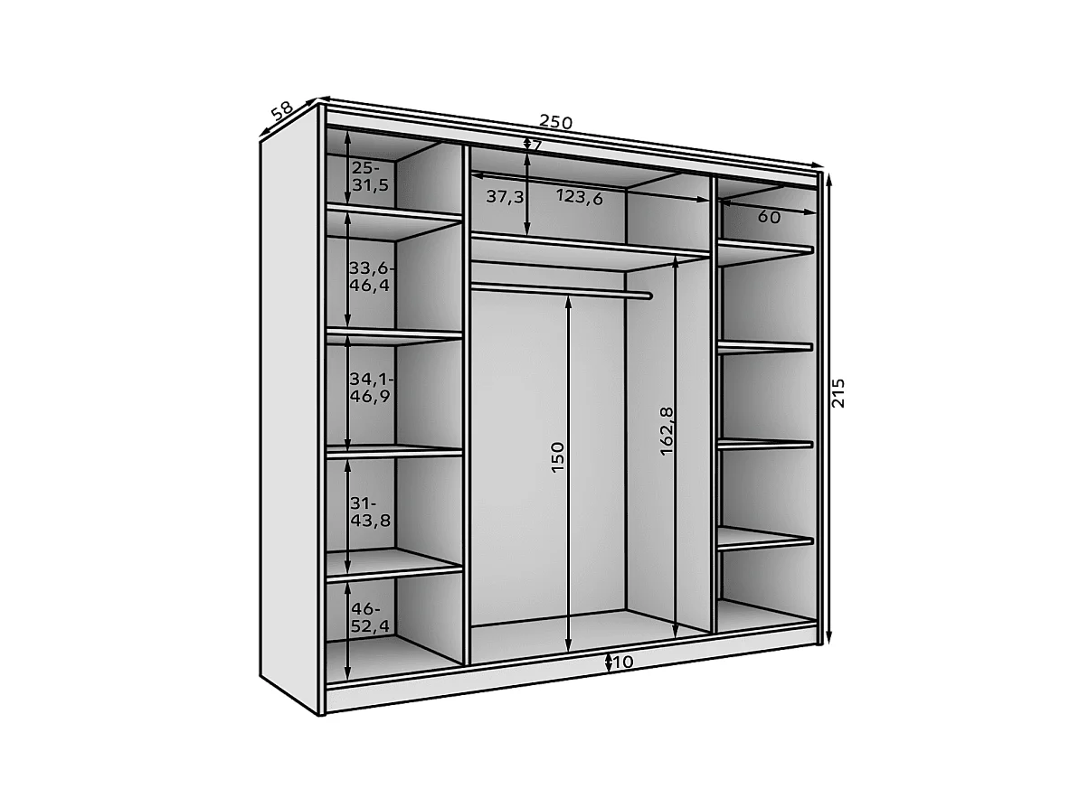 Armoire Maxi 250/Portes coulissantes/Blanc