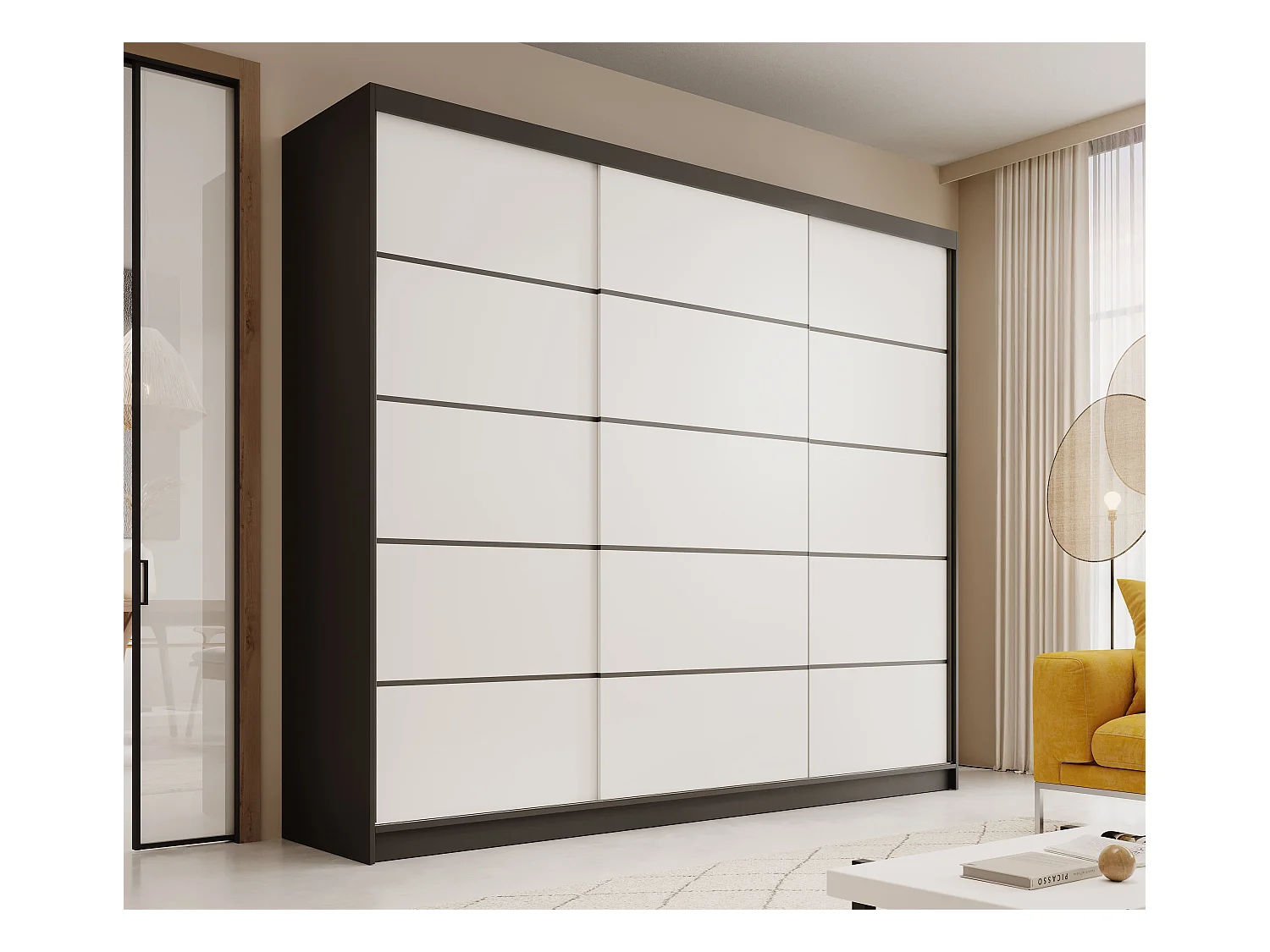 Kleiderchrank Maxi 250/Schiebentüren/Weiss&Schwarz