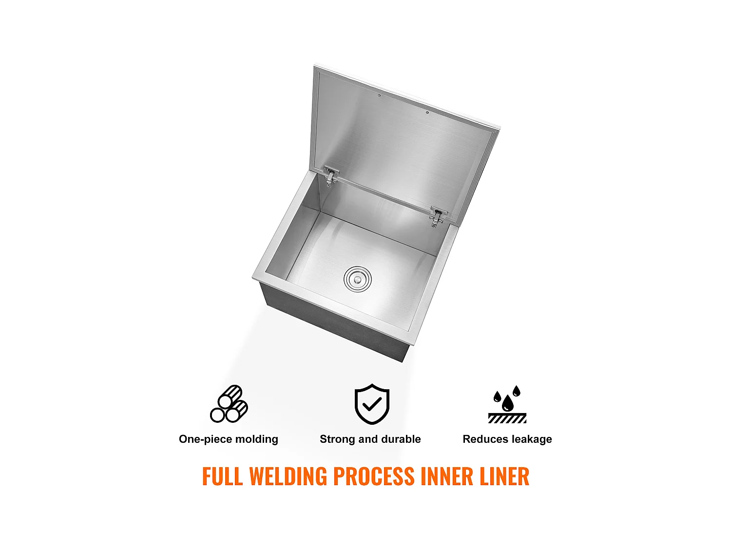 Inbouwkoelkast SucceBuy, 71 x 40 x 43 cm, RVS met Deksel, IJsbar voor Buitenkeuken