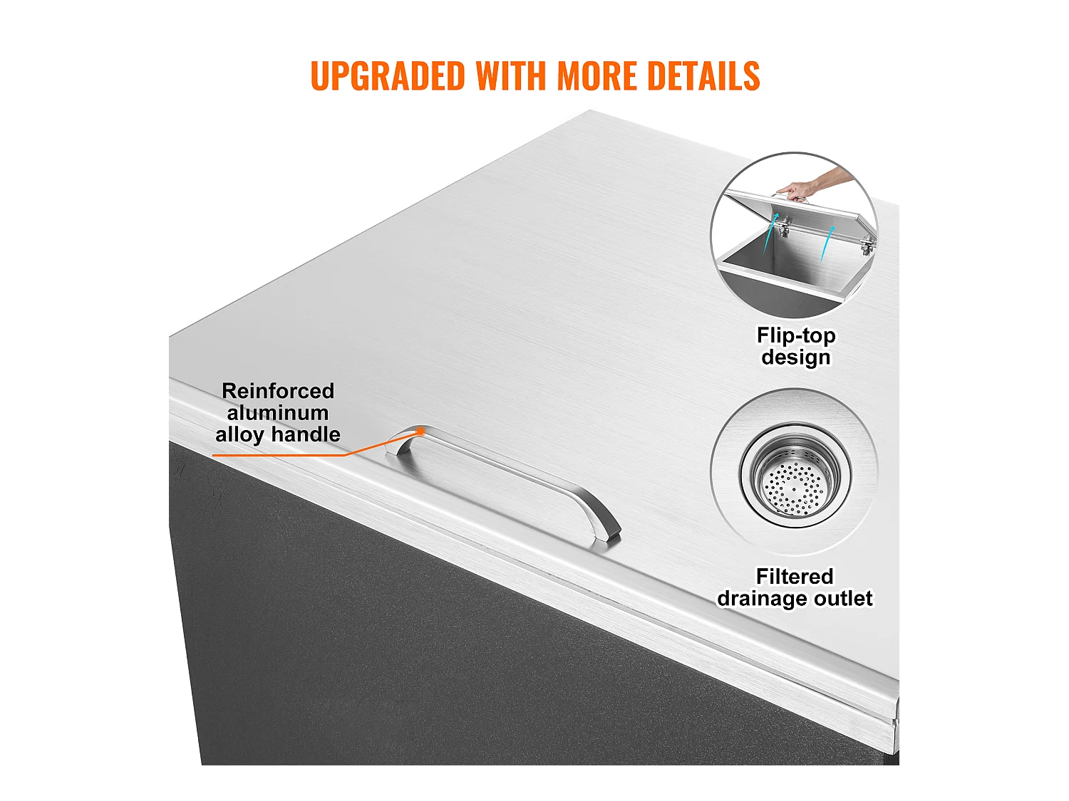 Inbouwkoelkast SucceBuy, 71 x 40 x 43 cm, RVS met Deksel, IJsbar voor Buitenkeuken