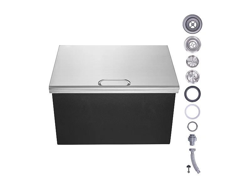 Frigorifero Incassabile SucceBuy, 71 x 51 x 43 cm, Acciaio Inox con Coperchio, Bar Gelateria da Esterno