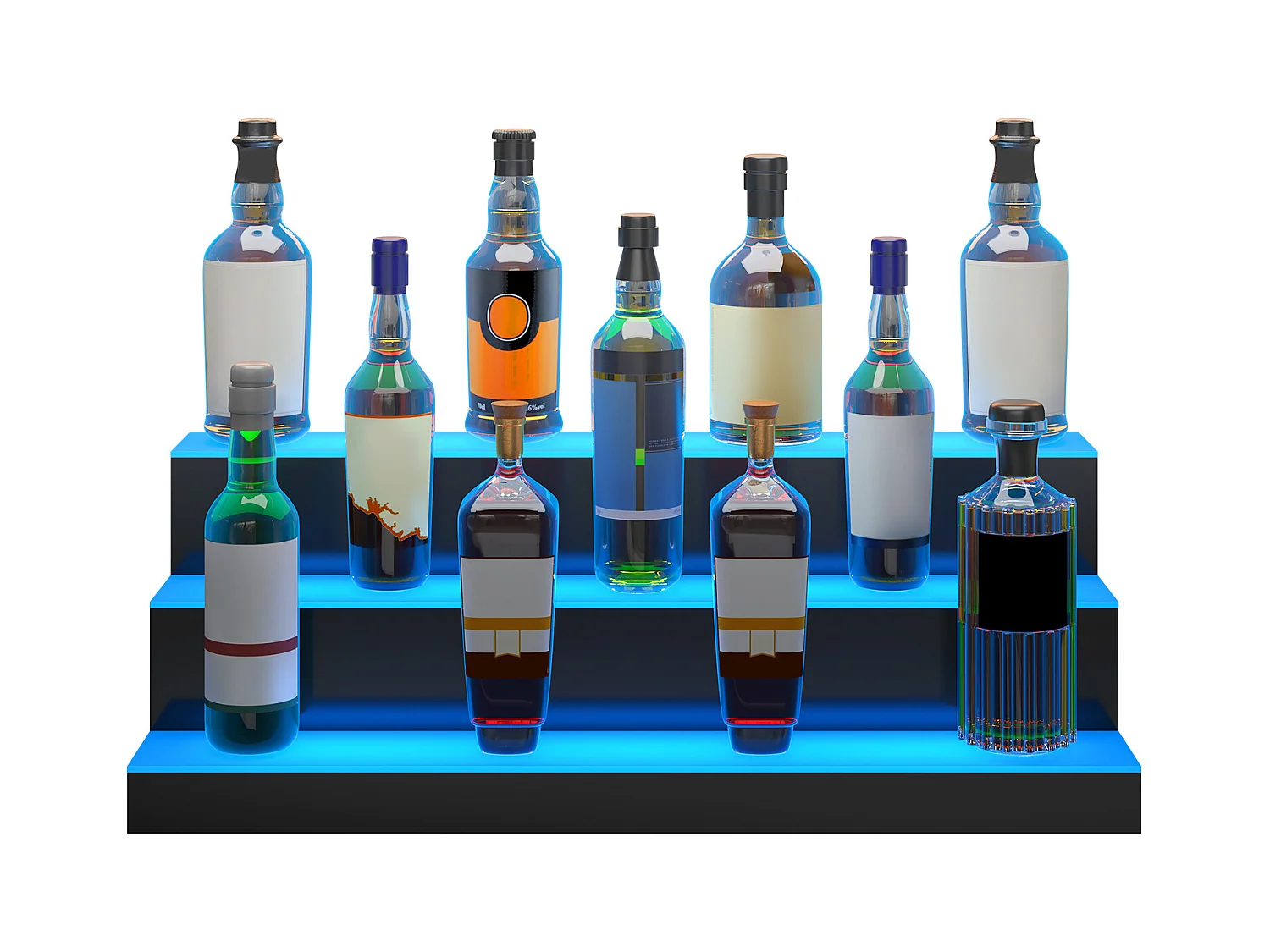 Présentoir de Bouteilles d'Alcool SucceBuy, Éclairé par LED en 3 Étapes, Étagère de Bar 76,2 cm, Contrôle RF et Application
