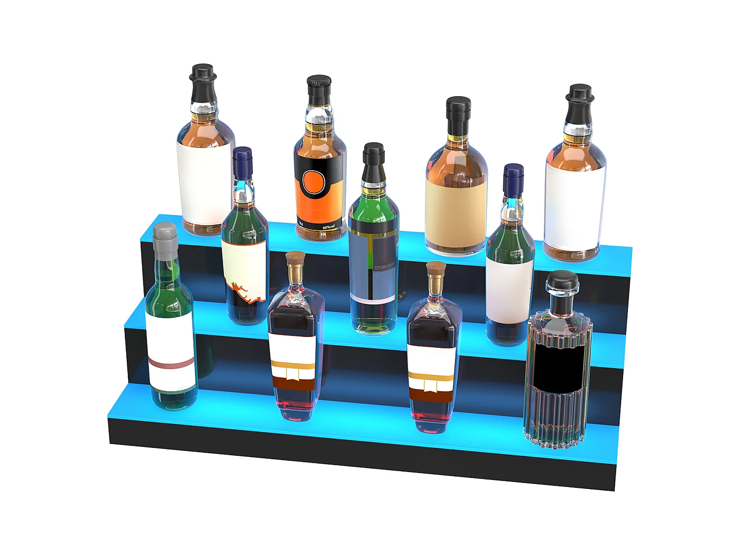 Présentoir de Bouteilles d'Alcool SucceBuy, Éclairé par LED en 3 Étapes, Étagère de Bar 76,2 cm, Contrôle RF et Application