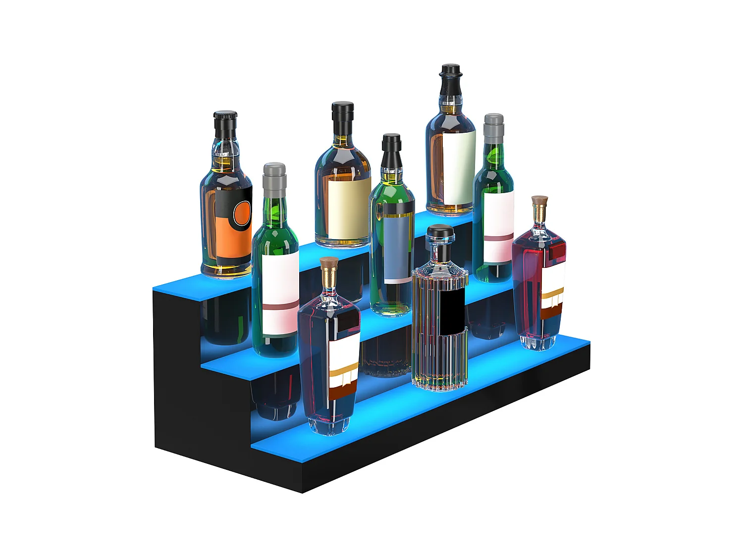 Présentoir de Bouteilles d'Alcool SucceBuy, Éclairé par LED en 3 Étapes, Étagère de Bar 76,2 cm, Contrôle RF et Application