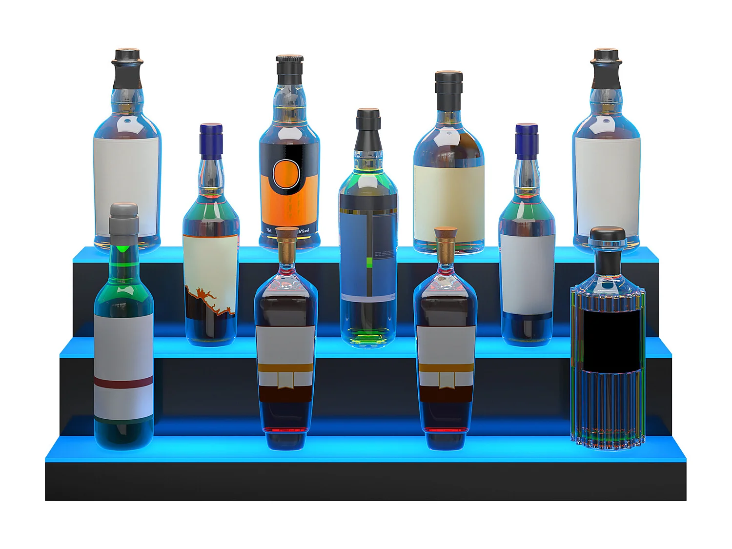 Présentoir de Bouteilles d'Alcool SucceBuy, Éclairé par LED en 3 Étapes, Étagère de Bar 76,2 cm, Contrôle RF et Application