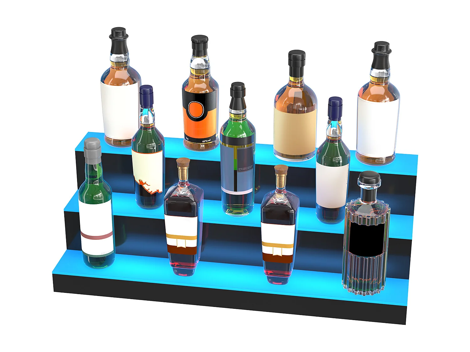 Présentoir de Bouteilles d'Alcool SucceBuy, Éclairé par LED en 3 Étapes, Étagère de Bar 76,2 cm, Contrôle RF et Application