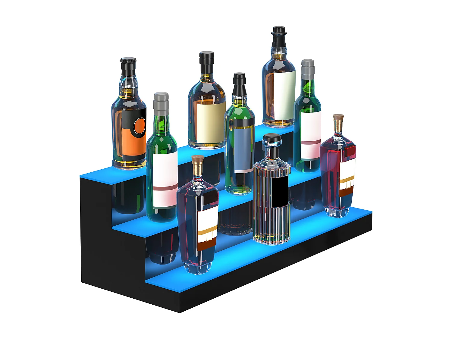 Présentoir de Bouteilles d'Alcool SucceBuy, Éclairé par LED en 3 Étapes, Étagère de Bar 76,2 cm, Contrôle RF et Application